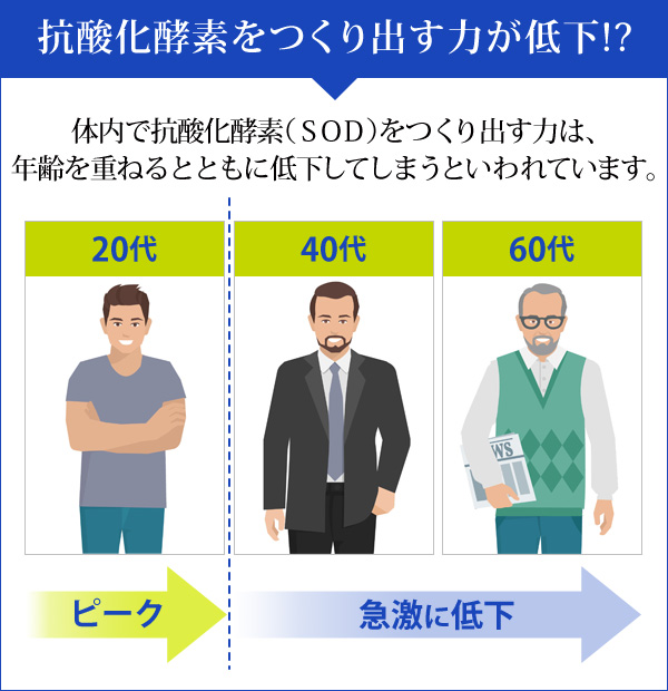 抗酸化酵素を作り出す力が低下！？